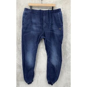PRPS Jogger Pants Mens 38 Blue Distressed Fade Zip American Japanese Denim